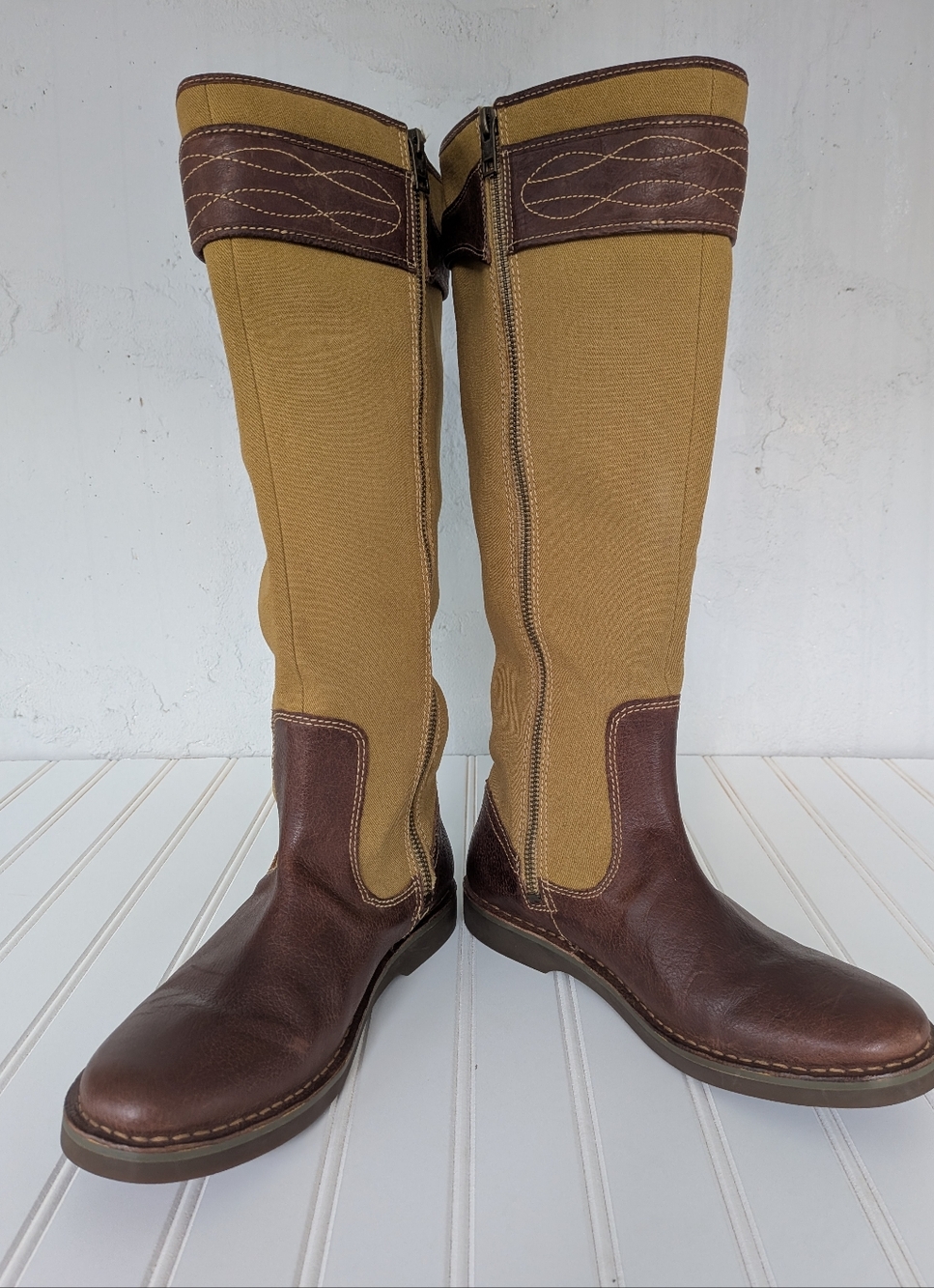 Timberland Boots Women's 7.5 Knee High Leather and Canvas Ion Mask Technology